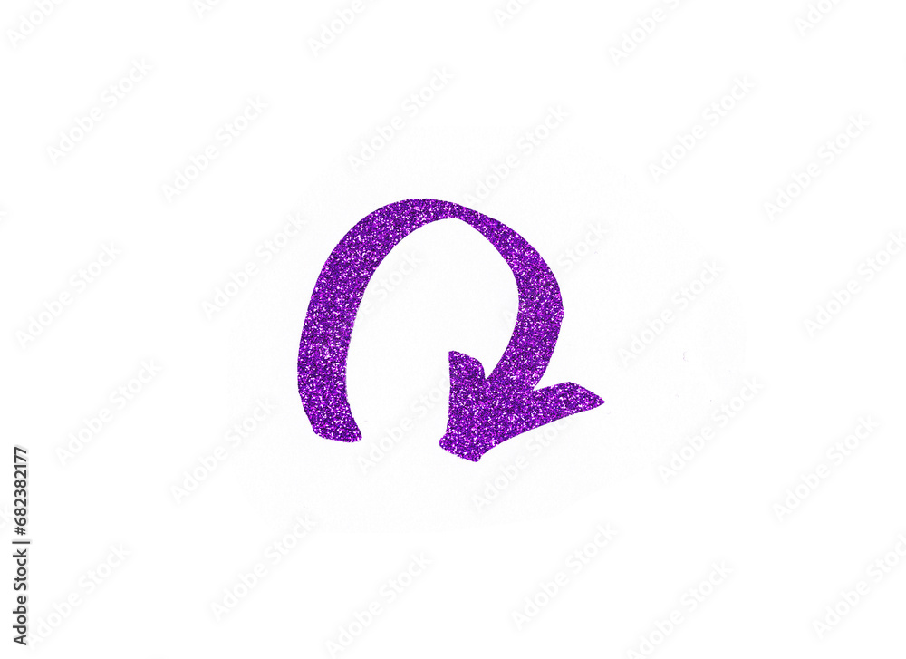 purple glitter directional arrow on transparent png background
