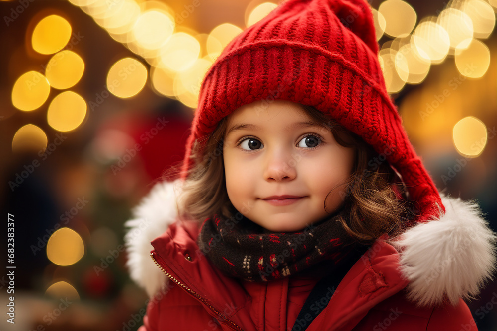 Generative AI portrait of small funny child believe in santa claus waiting christmas gifts presents Generative AI portrait of small funny child believe in santa claus waiting christmas gifts presents