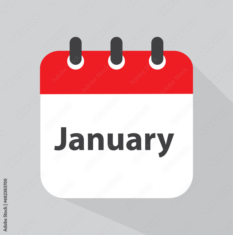 Simple black calendar icon with january. Simple black calendar icon with january.