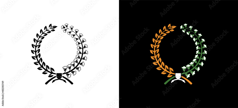 Rice and cotton or leaf and cotton symbol logo design template