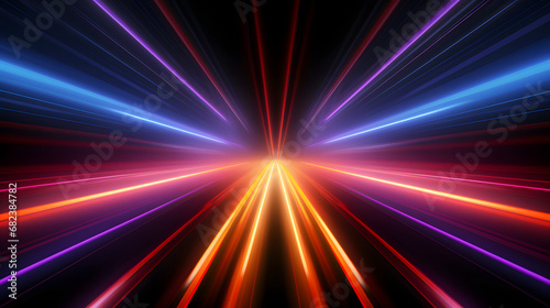 futuristic abstract background with colorful bright neon rays