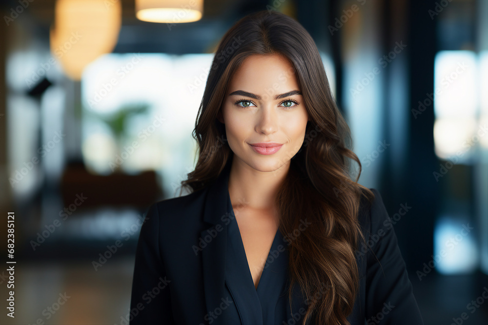 Attractive lady executive business leader manager looking at camera generative AI Attractive lady executive business leader manager looking at camera generative AI