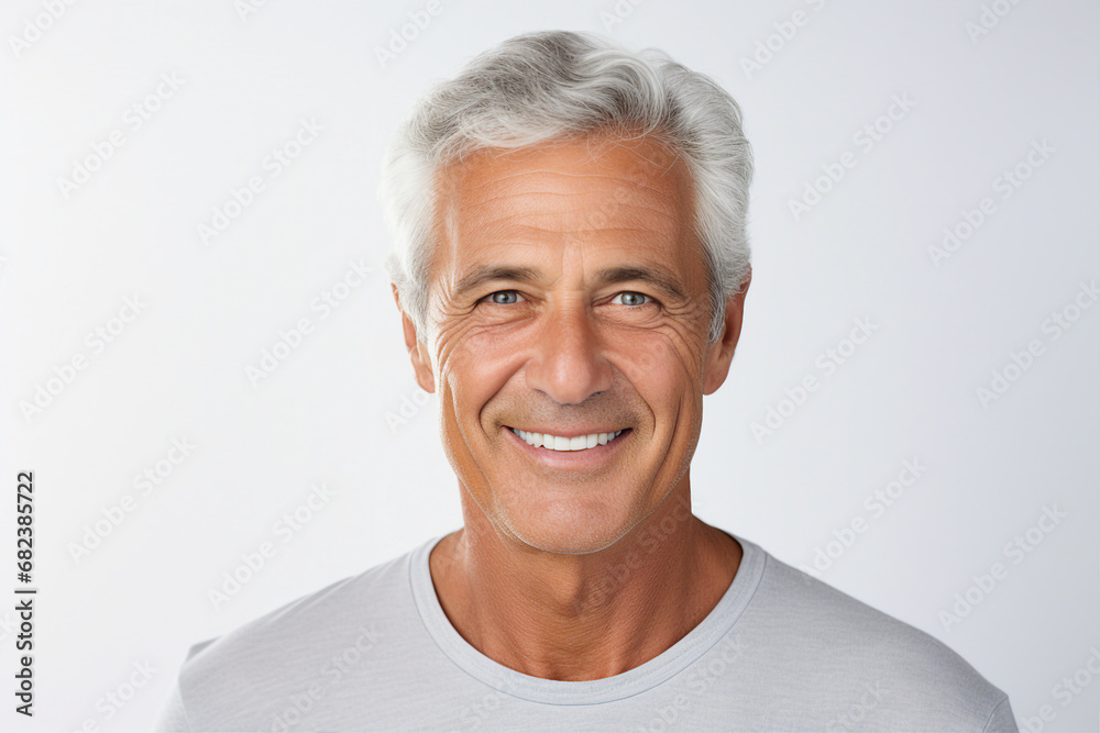 Portrait of handsome man with bright smile veneers after dentist isolated on white background Portrait of handsome man with bright smile veneers after dentist isolated on white background