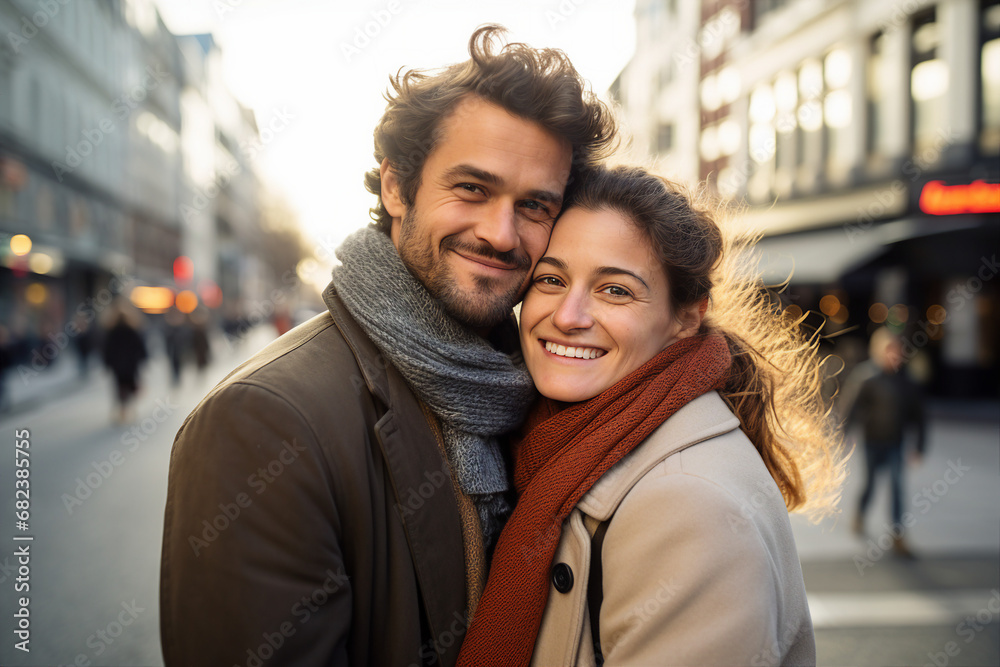 Photography generative AI concept of handsome man and charming girl in love walking together on an evening date Photography generative AI concept of handsome man and charming girl in love walking together on an evening date