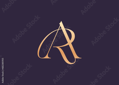 Initials monogram letter AR luxury logo design vector template