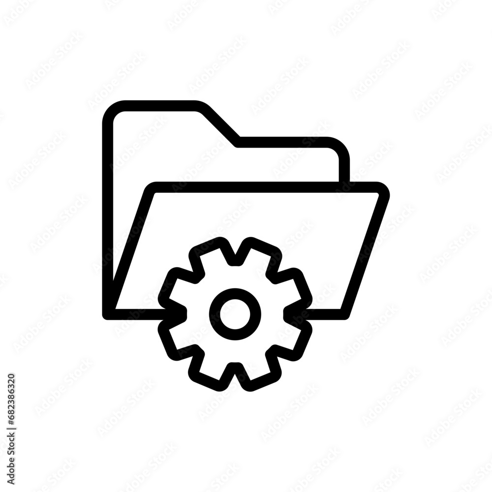 Data management icon. Simple outline style. Document, file, folder, record, digital database, system information concept. Thin line symbol. Vector illustration isolated.
