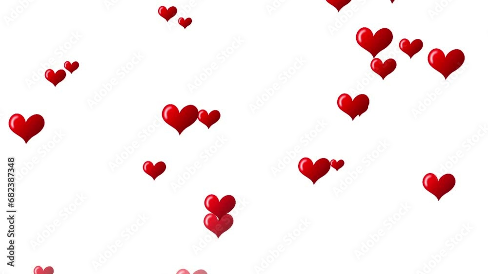 red heart balloons isolated on white background. falling of love balloon