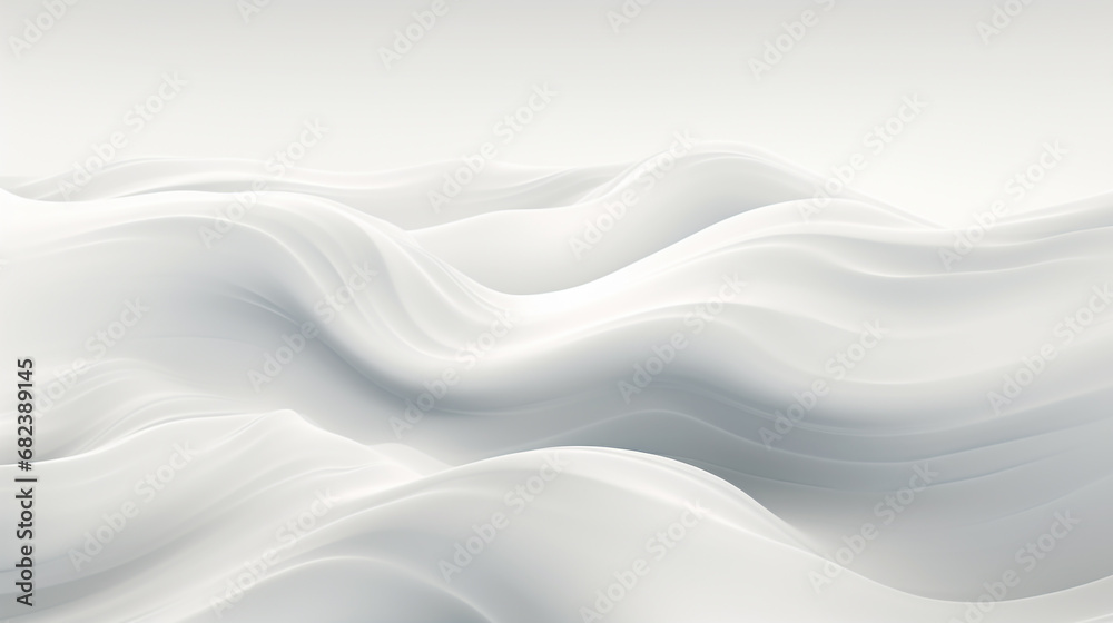 A gradient wave with white and bluish gray tones. One-way soft waves with a 3D effect. - obrazy, fototapety, plakaty 