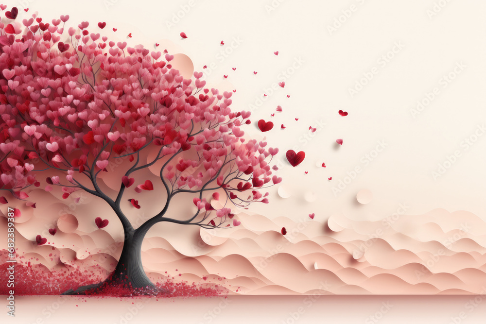 Valentine's day background with  a tree made out of hearts