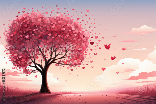 Valentine's day background with  a tree made out of hearts © Irina Beloglazova