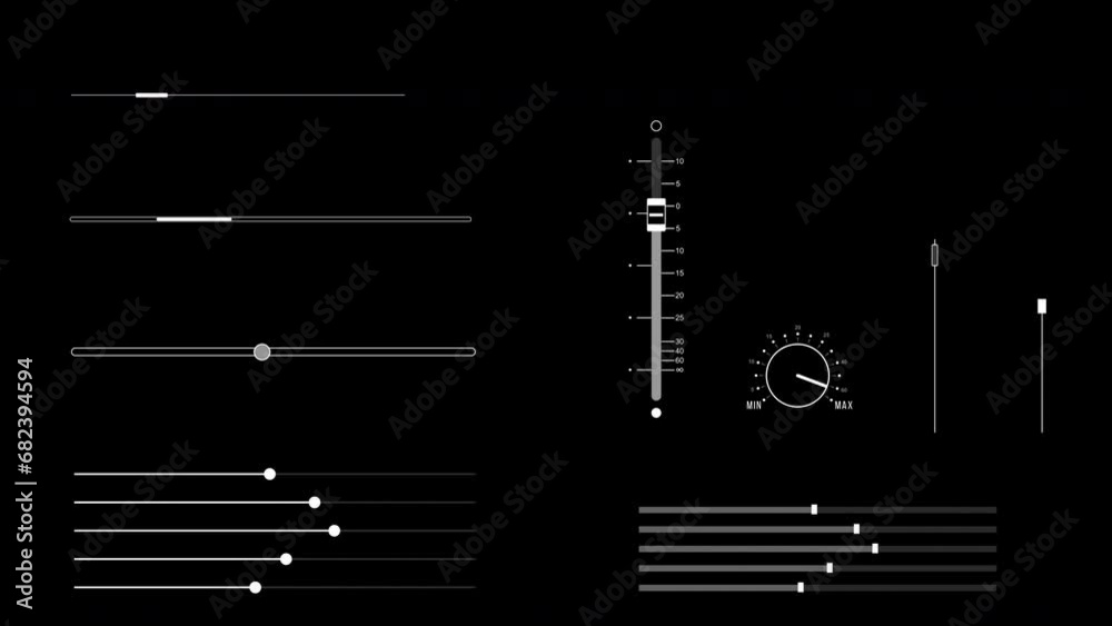 Collection of HUD sliders, infographic elements for futuristic interface.