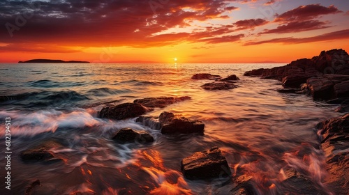 Beautiful sunset on the beach © cherezoff