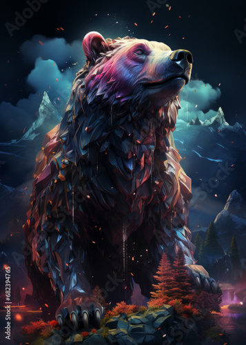 Fractal Bear created with Generative AI Technology  ai  generative