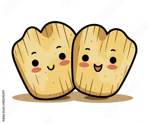 Potato chips cartoon character vector illustration