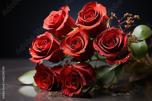 Virtual Valentine s  Red Rose Bouquet Created by AI for Eternal Love