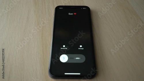 Son is calling to the smartphone. Animation of the incoming call screen. High quality FullHD footage