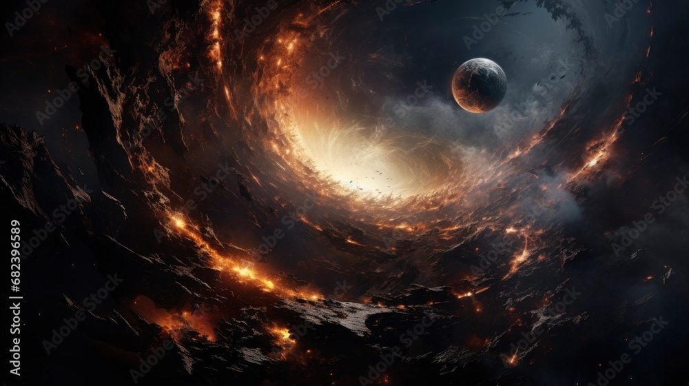 Black hole, detailed high resolution professional space illustration