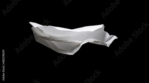 Big piece of paper flying in the air, solid black background