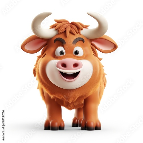 Cute Cartoon Bull Isolated on a White Background