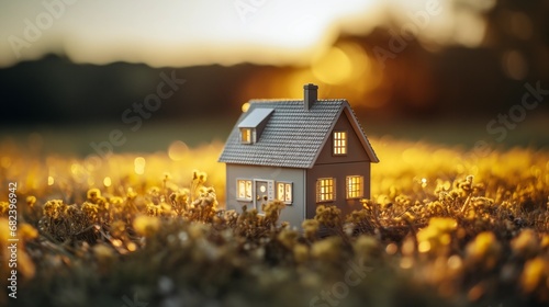 fabulous, toy house, in the field, Concept cozy home, cozy world.