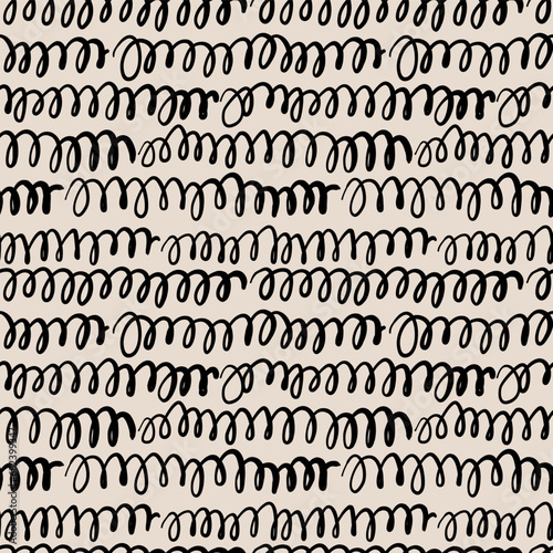 Decorative seamless pattern with handdrawn shapes. Hand painted grungy ink doodles on light background. Trendy endless texture for digital paper, fabric, backdrops, wrapping