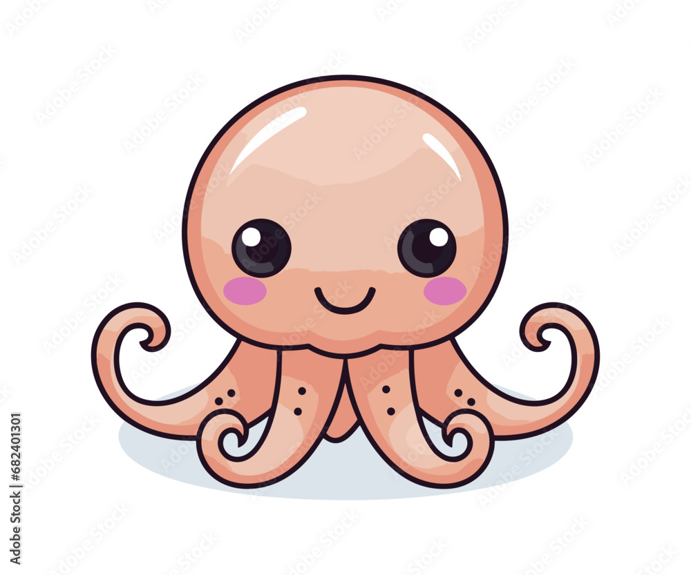 Naklejka premium Cute octopus cartoon character vector illustration