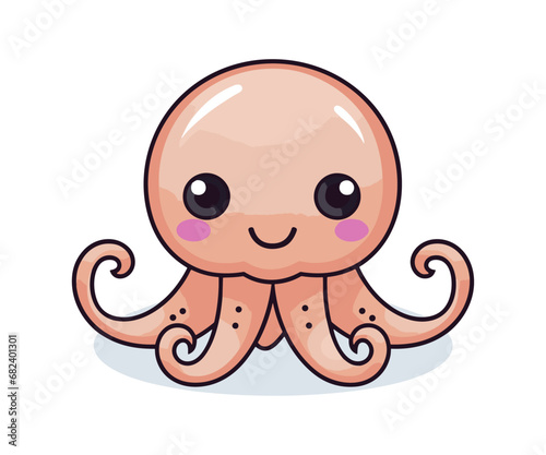 Cute octopus cartoon character vector illustration