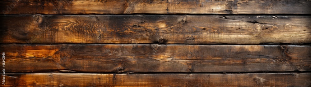 Naklejka premium Weathered Brown Wooden Wall with Unique Textures and Rustic Appeal