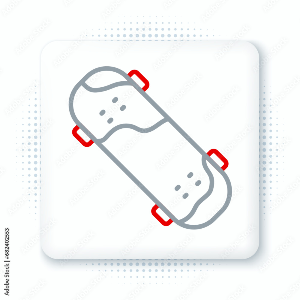 Line Skateboard trick icon isolated on white background. Extreme sport. Sport equipment. Colorful outline concept. Vector
