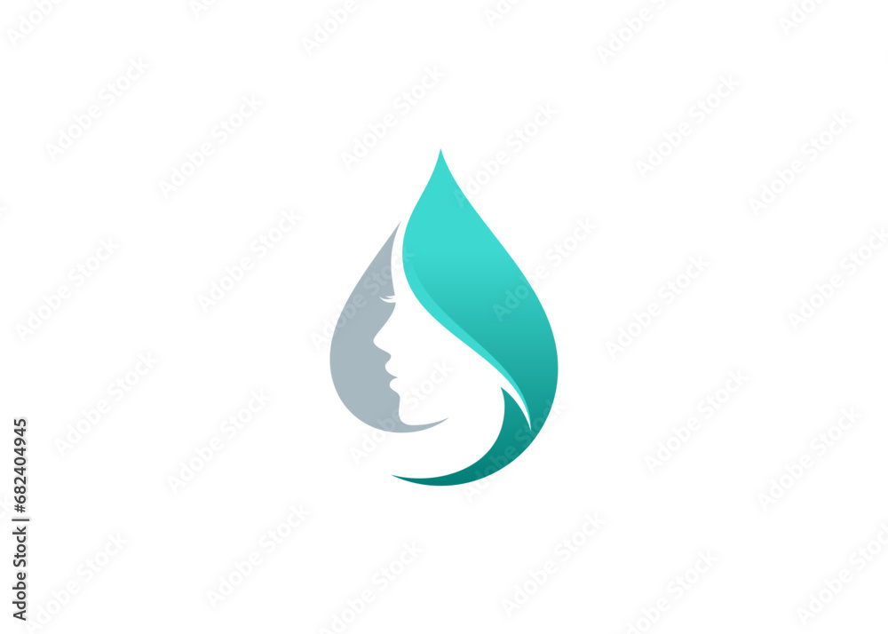 Simple and creative beauty skin care logo design with girl's face and oil drop Simple and creative beauty skin care logo design with girl's face and oil drop