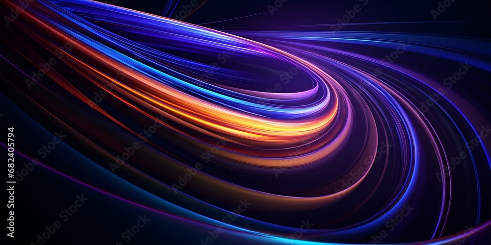 Abstract colorful circular lines on dark blue background copy negative space radial moving flow glow optical art 3d illustration Abstract colorful circular lines on dark blue background copy negative space radial moving flow glow optical art 3d illustration