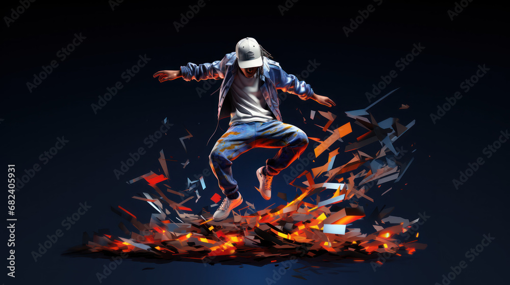danseur de hip hop, illustration sur fond bleu foncé danseur de hip hop, illustration sur fond bleu foncé
