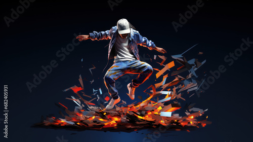 danseur de hip hop  illustration sur fond bleu fonc  