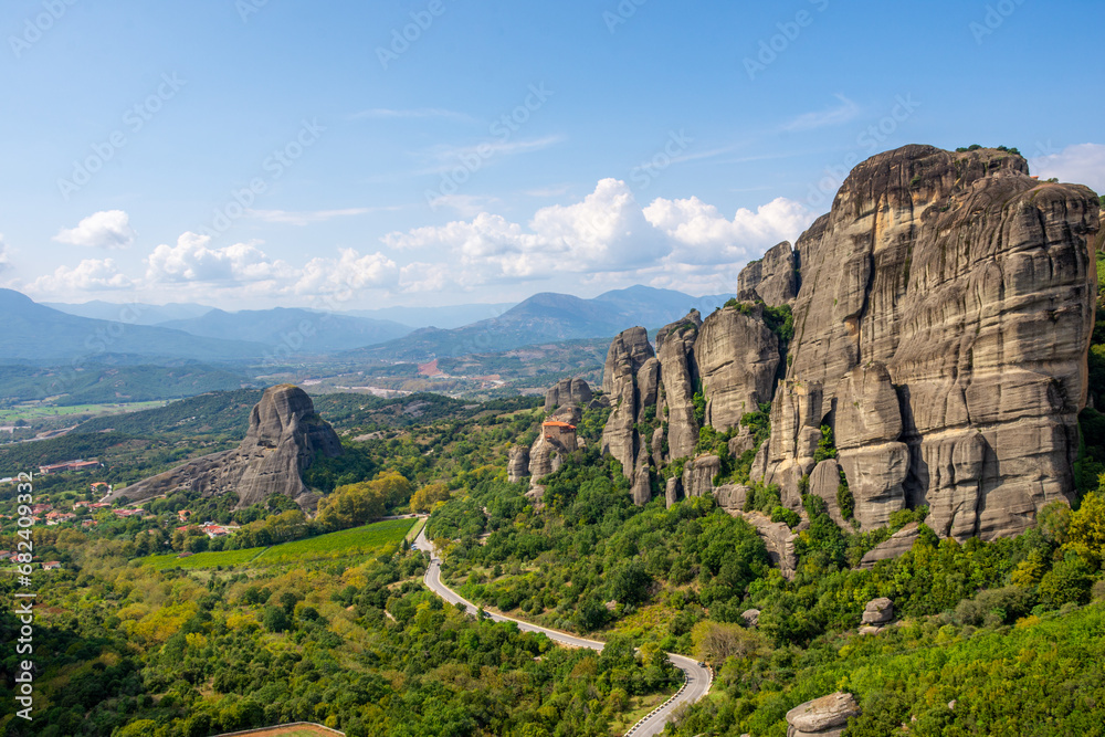 beautiful view of the rock formation complex of Meteora in Kalambaka, Meteora, Thessaly, Greece, Europe. beautiful view of the rock formation complex of Meteora in Kalambaka, Meteora, Thessaly, Greece, Europe.