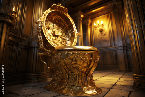 Golden luxury toilet in a rich house photo