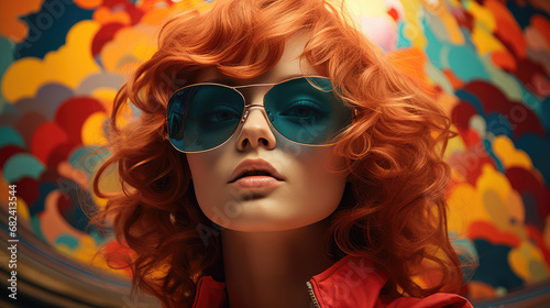 portrait of woman with sunglasses, retro style
