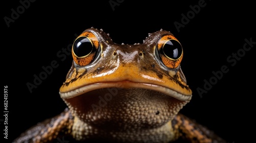 Furious toad, Face-on display of irate Southeast Asian dark-backed, bespectacled, widespread Sunda and Javanese frog (