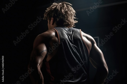 Majestic Basketball Player Silhouetted Against a Dark and Mysterious Generative AI © Johnathan