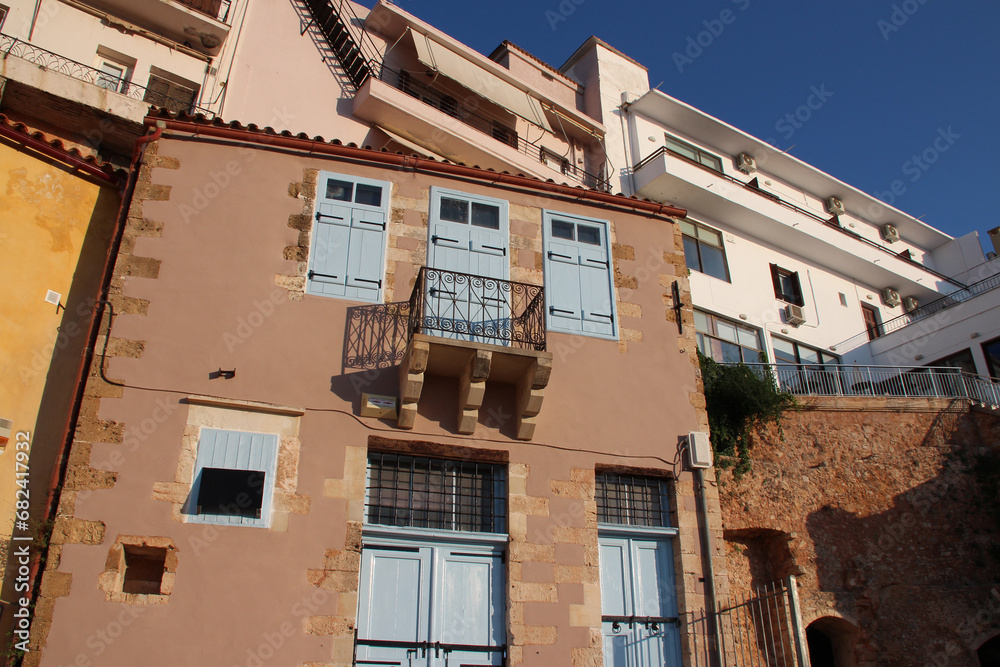 Naklejka premium habitation buildings in chania in crete in greece
