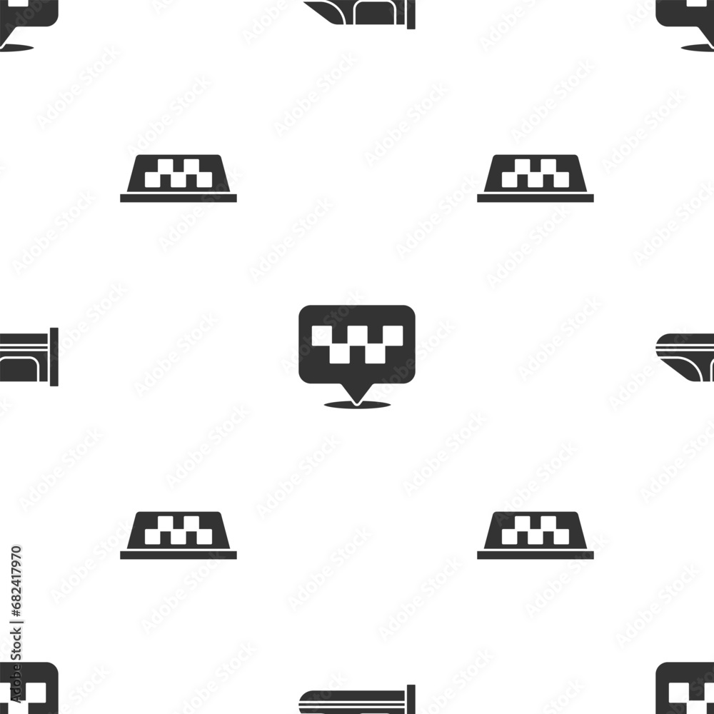 Set High-speed train, Location with taxi and Taxi car roof on seamless pattern. Vector Set High-speed train, Location with taxi and Taxi car roof on seamless pattern. Vector