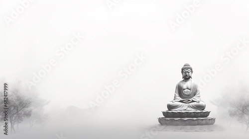Watercolor painting of a buddha statue  sign for peace and wisdom