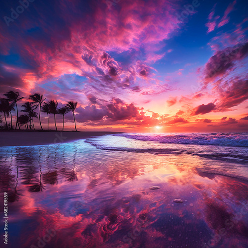 breathtaking beach scene during sunset
