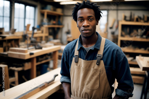 Portrait of a black craftsworker at his workshop photo
