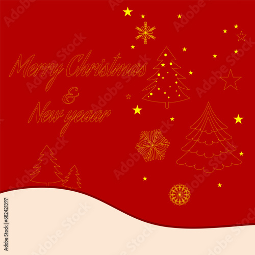 red christmas background with snowflakes