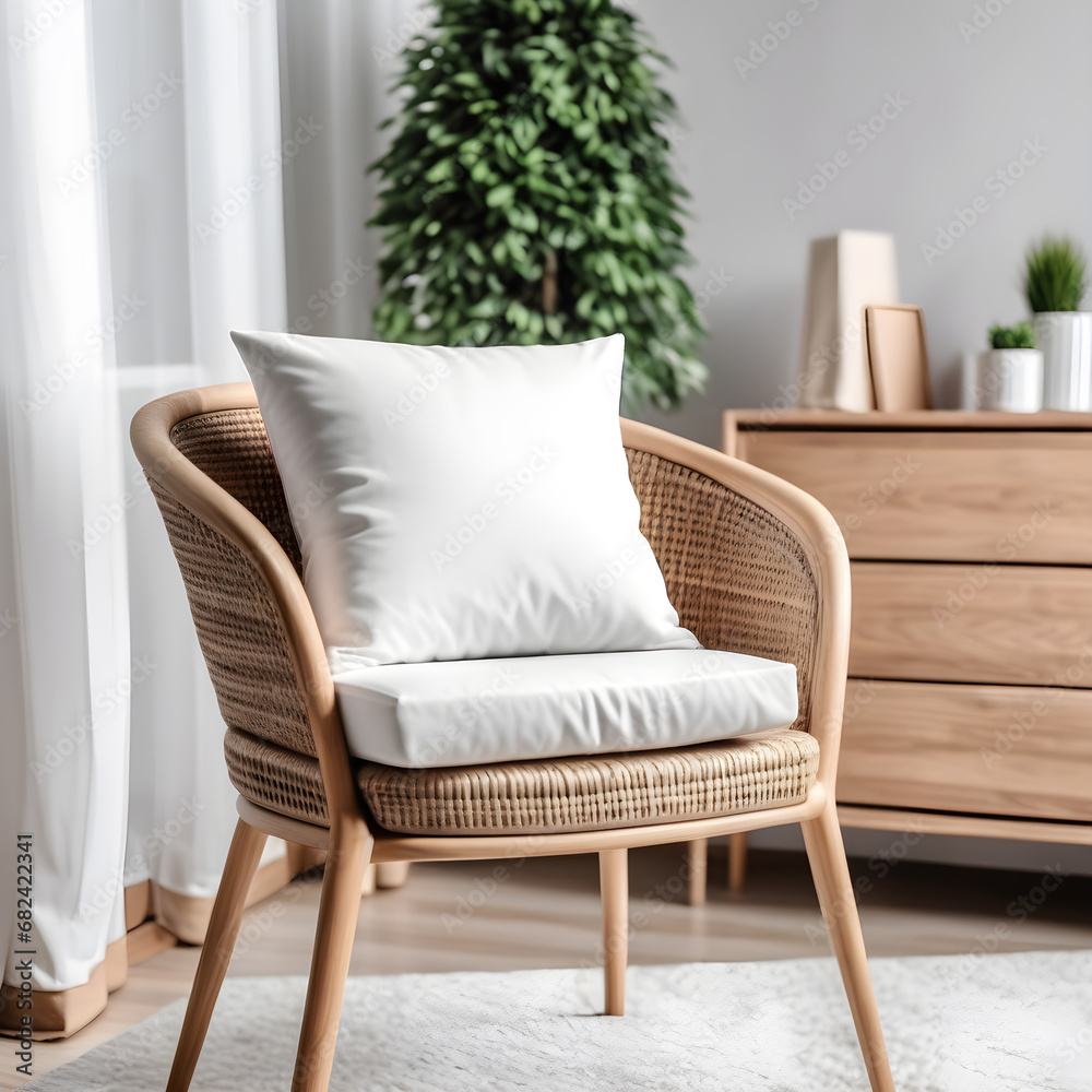 White Cushion mock-up. Generative AI