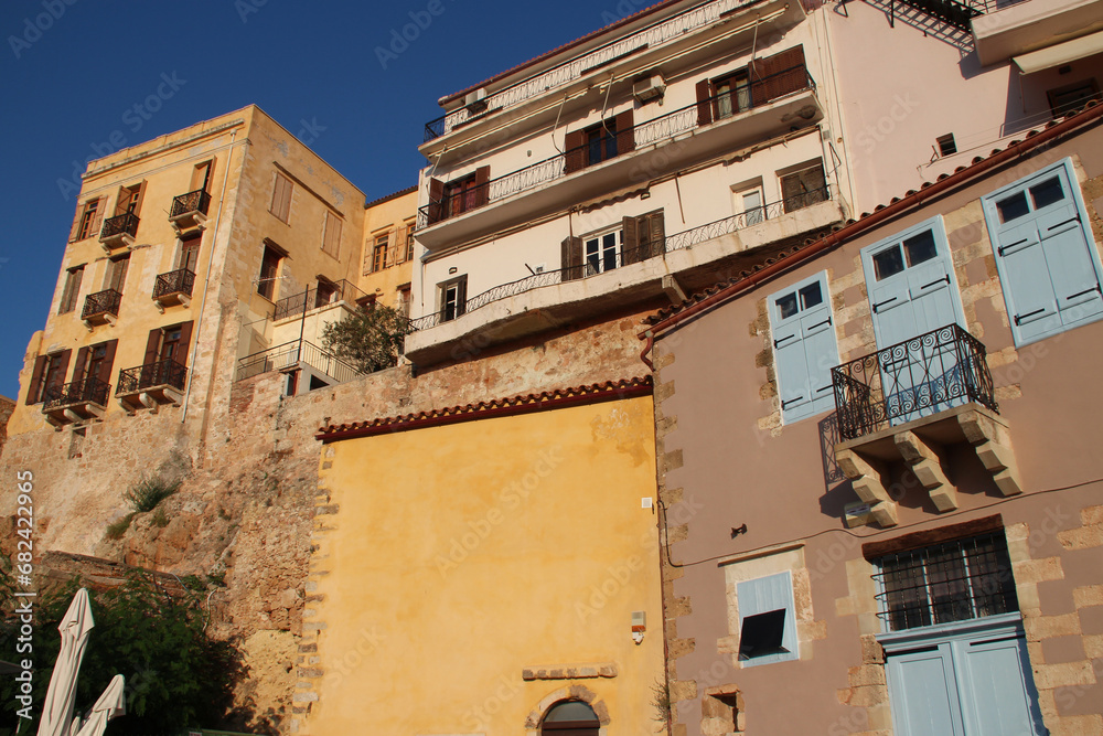 habitation buildings in chania in crete in greece