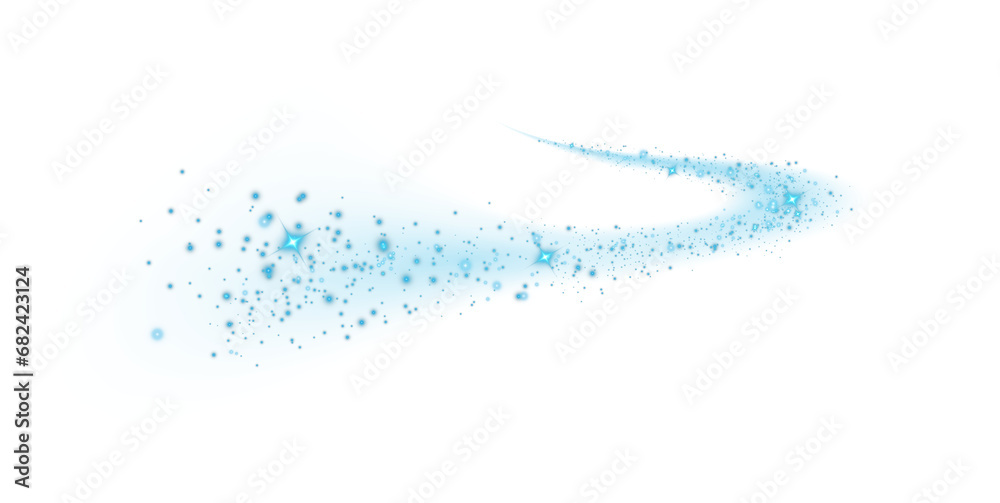 Blue sparks and blue stars shine with special light. Sparkles. Christmas light effect. Sparkling magical dust particles. Abstract light lines of motion and speed, with flying dust glitter. PNG. Blue sparks and blue stars shine with special light. Sparkles. Christmas light effect. Sparkling magical dust particles. Abstract light lines of motion and speed, with flying dust glitter. PNG.