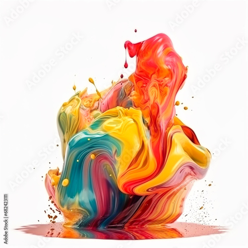 The movement of rotation of liquid paints of different colors