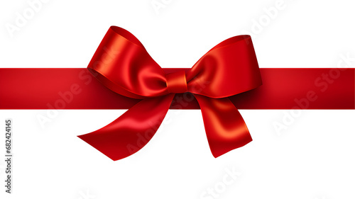 red ribbon and bow isolated against transparent background
