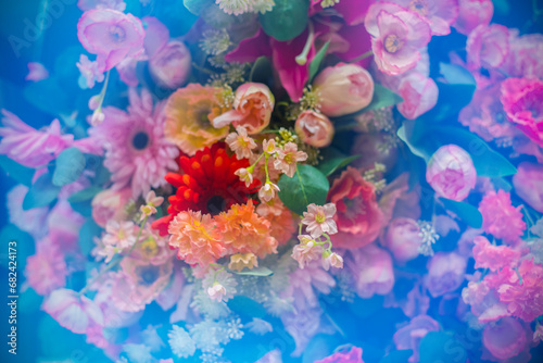 Picture of a bouquet of flowers with beautiful  romantic colors